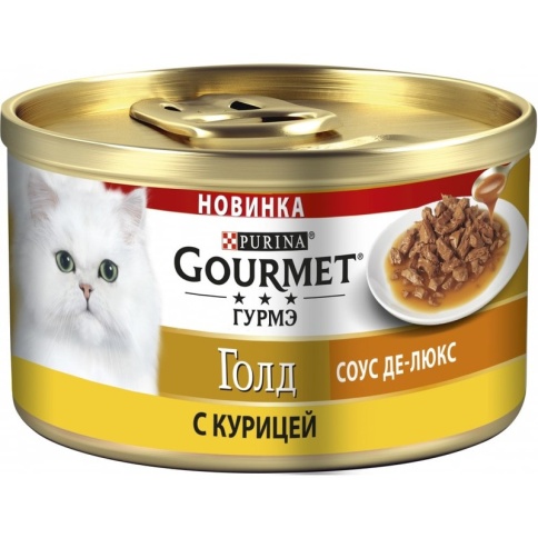 Влажный корм Gourmet Gold Соус Де-Люкс для взрослых кошек с курицей в роскошном соусе - 85 г фото 1