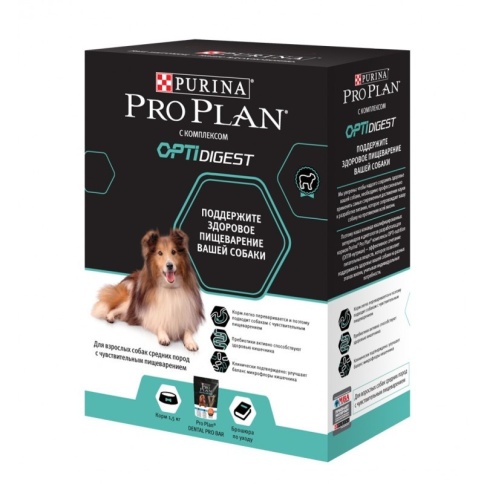 Промопак Purina Pro Plan Medium сухой корм для взрослых собак средних пород с чувствительным пищеварением с ягнёнком и рисом - 1.5 кг фото 1