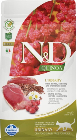 Farmina N&D Cat Grain Free quinoa urinary duck корм для взрослых кошек при МКБ с уткой и киноа 1,5 кг фото 1
