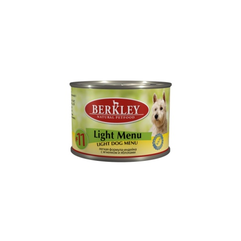 Berkley Adult Dog Light Menu № 11 паштет для взрослых собак с натуральным мясом индейки и ягнёнка с рисом - 200 г фото 1