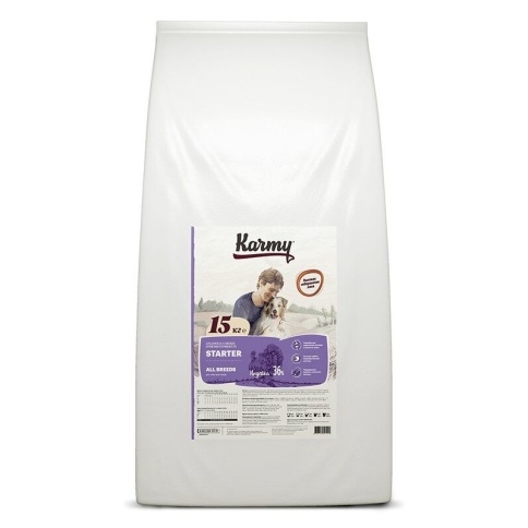 Сухой корм Karmy Sarter для щенков с момента отъема до 4 месяцев, беременных и кормящик сук с индейкой 15 кг фото 1