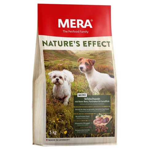 Mera Nature's Effect Mini Wildschwein Mit Roter Bete, Pastinaken & Kartoffeln сухой корм для взрослых собак мелких пород с мясом кабана, свеклой, пастернаком и картофелем - 3 кг фото 2