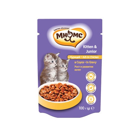 Мнямс паучи Рост и развитие котят с курицей в соусе - 100 г фото 1