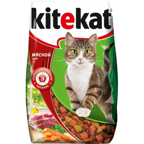 Kitekat Мясной Пир сухой корм для взрослых кошек с говядиной - 800 г фото 1
