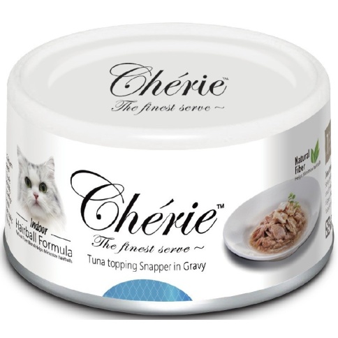 Pettric Cherie Hairball Control влажный корм для кошек с тунцом и луцианом в подливе - 80 г фото 1