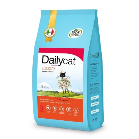 Dailycat Grain Free Adult сухой беззерновой корм для взрослых кошек с индейкой - 3 кг фото 1