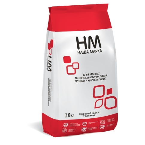 Наша Марка сухой корм для взрослых активных и рабочих собак средних и крупных пород с телятиной 3 кг фото 1