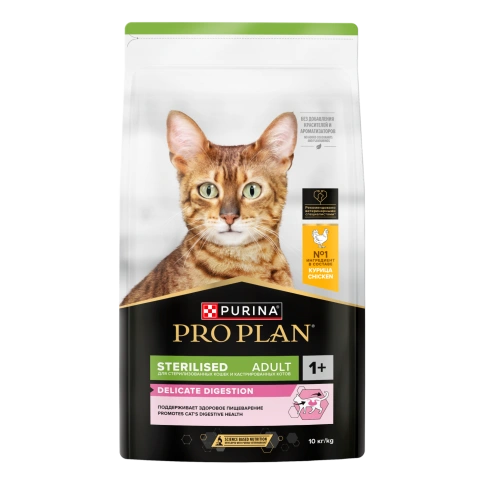 Сухой корм Purina Pro Plan Cat Sterilised Chicken Opti-Digest для стерилизованных кошек, с курицей, 10 кг фото 1