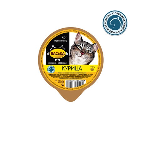 Влажный корм Васька для кошек для профилактики МКБ с курицей - 75 г фото 1