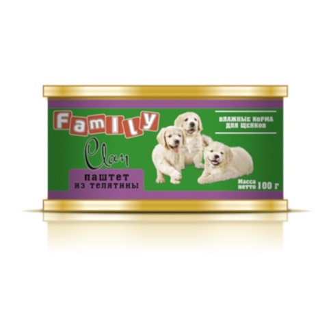Clan Family влажный корм для щенков паштет из телятины в консервах - 100 г фото 1