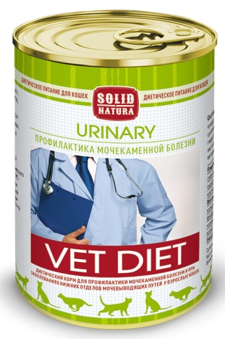 Solid Natura VET Urinary консервы для кошек для профилактики мочекаменной болезни и при заболеваниях нижних отделов мочевыводящих путей - 340 г фото 1