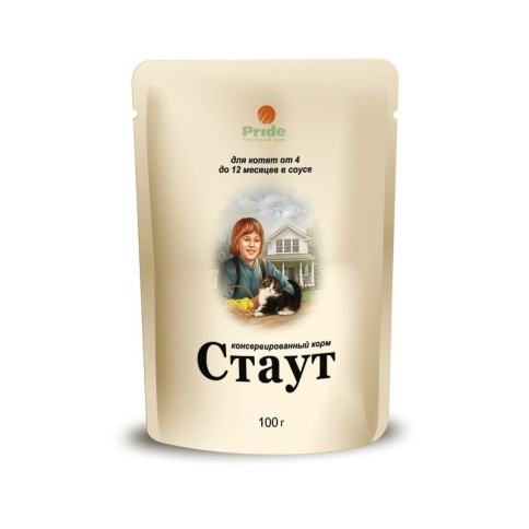 Стаут влажный корм для котят от 4 до 12 месяцев всех пород с мясом, рыбой и овощами в соусе - 100 г фото 1