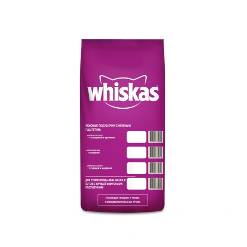 Whiskas вкусные подушечки с нежным паштетом, аппетитное ассорти с говядиной, ягненком и кроликом для взрослых кошек старше 1 года - 5 кг фото 1