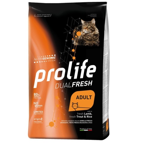 Prolife Dual Fresh Adult сухой корм для кошек с ягненком, форелью и рисом - 400 г фото 2