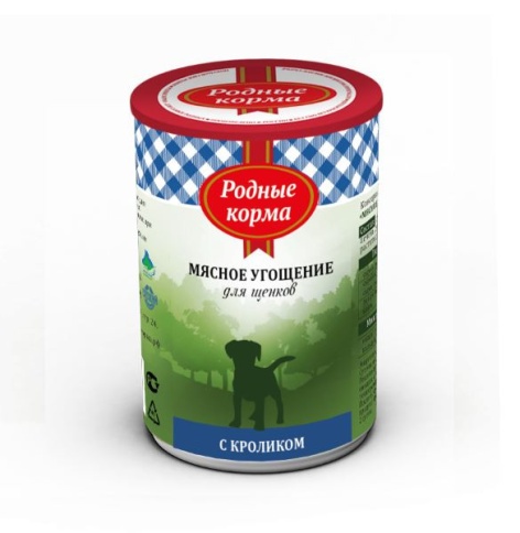 Родные корма Мясное угощение с Кроликом консервы для щенков 340 г фото 1