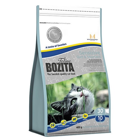 Bozita Sensitive Diet & Stomach сухой корм для взрослых кошек с чувствительным пищеварением, избыточным весом и низким уровнем активности с курицей - 400 г фото 1