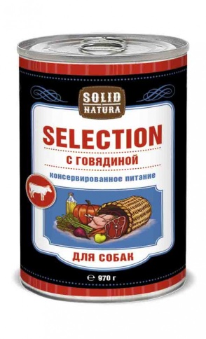 Solid Natura Selection Говядина влажный корм для собак в жестяной банке 970 г фото 1