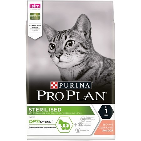 Pro Plan Cat Adult Sterilised OPTI-RENAL сухой корм для стерилизованных кошек с лососем - 3 кг фото 1