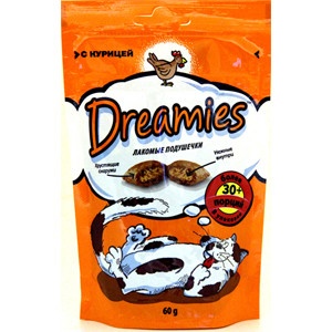 Dreamies лакомые подушечки для кошек с курицей 30 г фото 1
