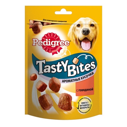 Лакомство Pedigree Tasty Bites для собак в форме ароматных кусочков с говядиной - 130 г фото 2