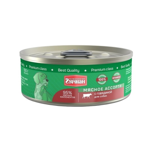 Четвероногий Гурман Мясное ассорти с говядиной для собак 100 г фото 1
