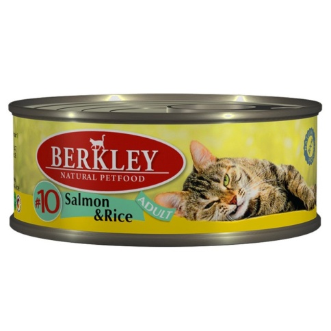 Berkley Adult Cat Salmon & Rice № 10 паштет для взрослых кошек с натуральным мясом лосося, рисом, маслом лосося и ароматным бульоном - 100 г фото 2