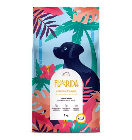 Florida сухой корм для щенков малых пород с курицей и яблоком 1 кг фото 1