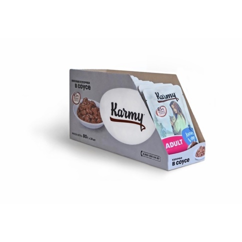 Karmy Adult влажный корм для кошек старше 1 года с лососем в соусе - 80 г фото 1