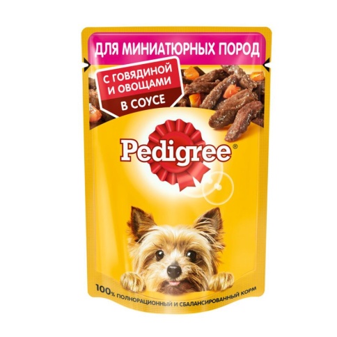 Pedigree влажный корм для взрослых собак миниатюрных пород с говядиной и овощами в паучах - 85 г фото 1