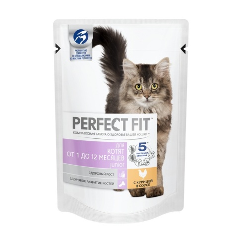 Паучи Perfect Fit Junior для котят до 12 месяцев с курицей в соусе - 85 г фото 2