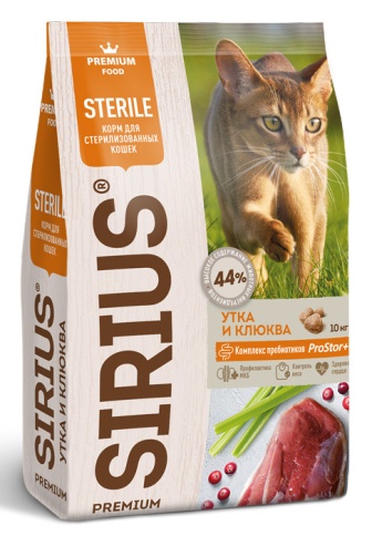 Sirius сухой корм для стерилизованных кошек с уткой и клюквой - 1,5 кг фото 1