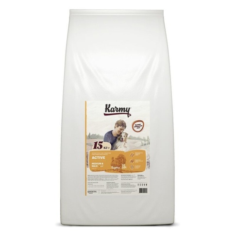 Сухой корм Karmy Active Medium & Maxi для взрослых собак средних и крупных пород при высоких физических нагрузках с индейкой 2 кг фото 1