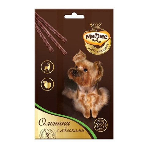 Мнямс Деликатес лакомые палочки для собак с олениной и яблоком 13,5 см - 3х11 г 1 ш фото 1