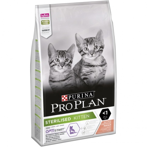 Pro Plan Kitten Sterilised сухой корм для стерилизованных котят с лососем - 10 кг фото 1