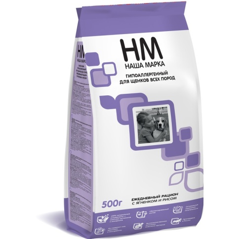 Наша Марка сухой гипоаллергенный корм для щенков всех пород с ягненком и рисом 500 г фото 2