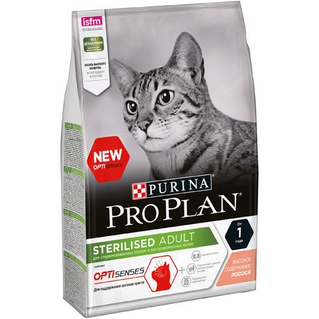 Pro Plan Cat Adult Sterilised OPTI-SENSES сухой корм для стерилизованных кошек с лососем - 3 кг фото 1