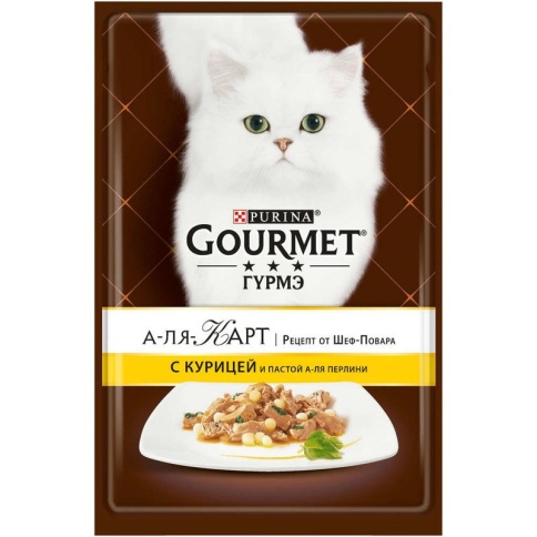 Паучи Gourmet A la Carte для взрослых кошек с курицей, пастой и шпинатом - 85 г фото 2