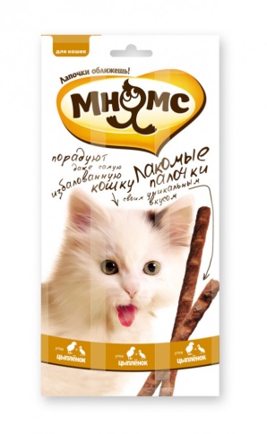 Мнямс лакомые палочки Цыпленок с уткой 13,5 см для кошек - 5 г х 3 шт фото 1