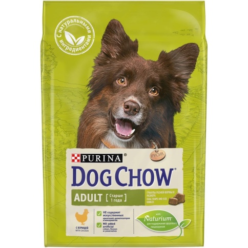 Purina Dog Chow для взрослых собак старше 1 года с курицей - 2,5 кг фото 2