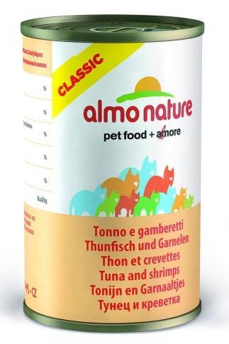 Almo Nature Classic Adult Cat Tuna&Shrimps консервированный корм с тунцом и креветками в бульоне для взрослых кошек - 40 г фото 1
