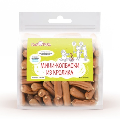 Dog Fest Мини-колбаски из кролика для собак 500 г фото 2