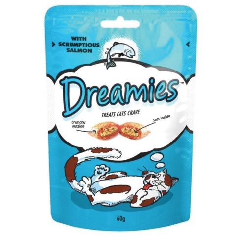 Dreamies лакомые подушечки для кошек с лососем 60 г фото 2