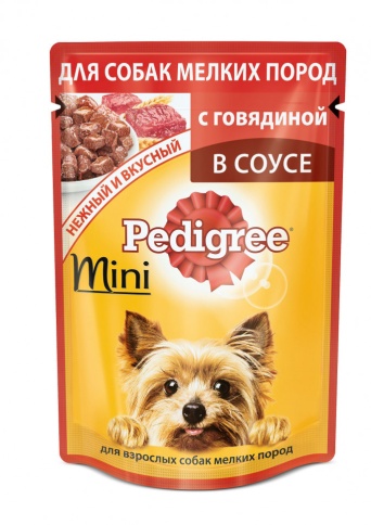 Pedigree Mini Beef паучи для взрослых собак миниатюрных пород с говядиной - 85 г фото 1