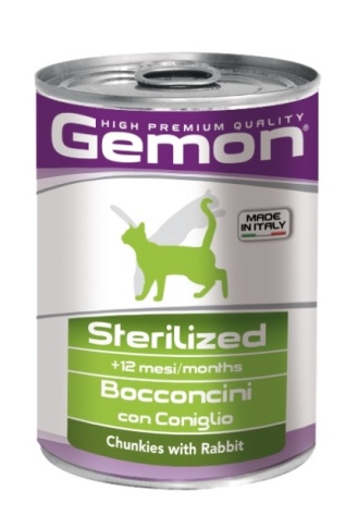 Gemon Cat Sterilised консервы для стерилизованных кошек кусочки кролика - 415 г фото 1