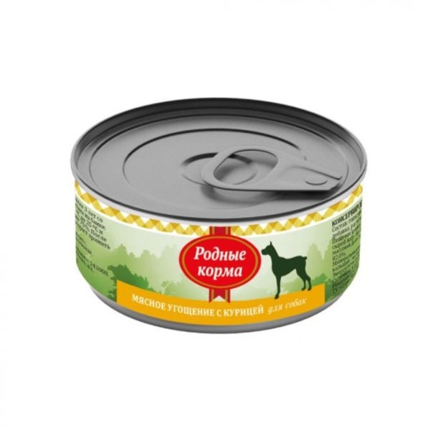 Родные корма Мясное угощение с Курицей консервы для собак 100 г фото 2