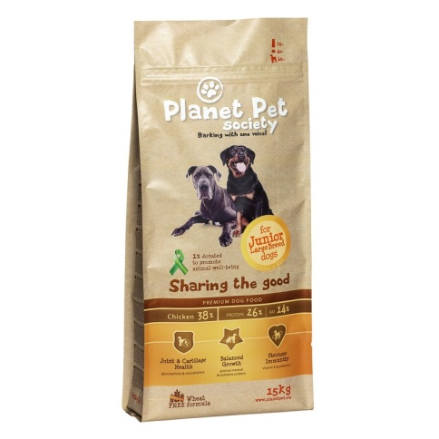 Planet Pet Chicken & Rice For Junior Large Breed Dogs сухой корм для щенков крупных пород с курицей и рисом - 15 кг фото 1