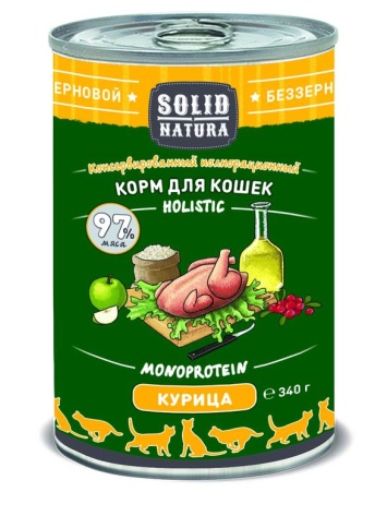 Solid Natura Holistic с курицей для кошек 340 г фото 1