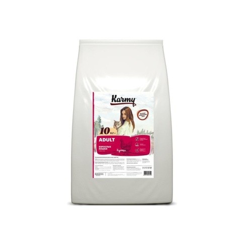 Сухой корм Karmy Adult для взрослых кошек с курицей 10 кг фото 1
