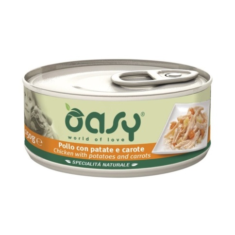 Oasy Wet dog Specialita Naturali Chicken Potatoes Carrot дополнительное питание для взрослых собак с курицей, картофелем и морковью в консервах - 150 г (1 шт) фото 1