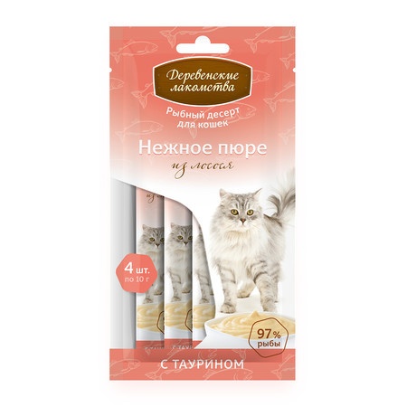 Деревенские лакомства для кошек Нежное пюре из лосося - 40 г фото 1